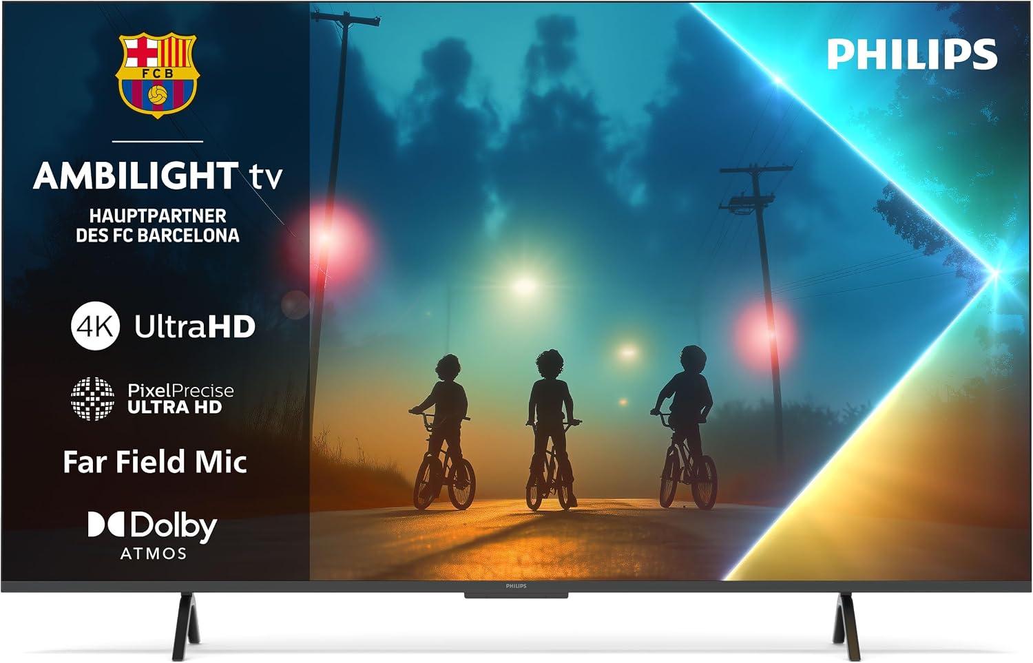 Philips Ambilight Smart TV Fernseher 4K LED, 65 Zoll, in schwarz