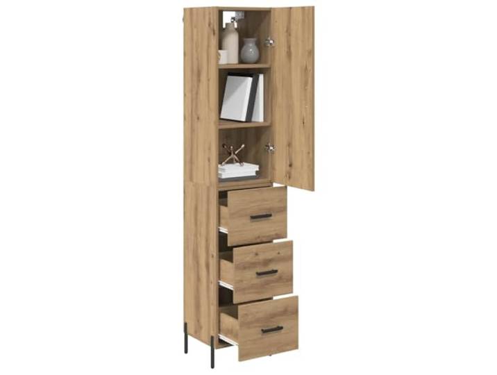 KTHLBRH Wooden Highboard 34,5 x 34 x 180 cm Technisches Holz, Metallbeine, modernes Design, Küchenaufbewahrung