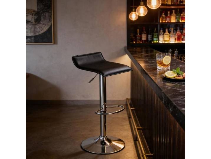 Tabouret de Bar Rotatif - BELLEMAVE - Similicuir - Hauteur Réglable - Design Ergonomique - Chaise de Cuisine - 1 Unité - Noir