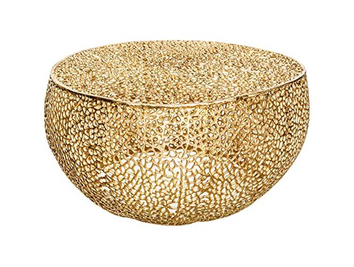 Couchtisch ABSTRACT LEAF 80cm - gold - Metall - handgefertigt robust Montiert, hochwertig, natürliche Optik, für Wohnzimmer, Unikat, Beistelltisch