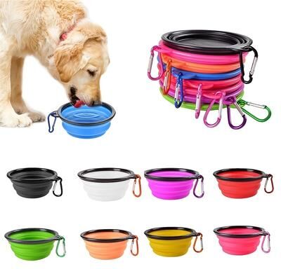 Multisell Products Hub Portable Collapsible Pet Food Bowl Durable Silicone Cat & Dog Travel Water And Food Dish black