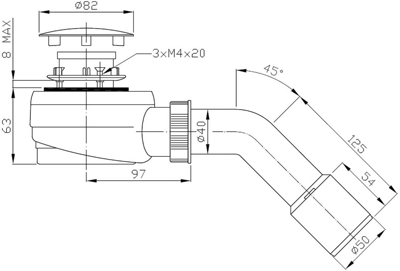 OLTENS Pite Turbo Duschsiphon Ø 5 cm mit Abdeckhaube