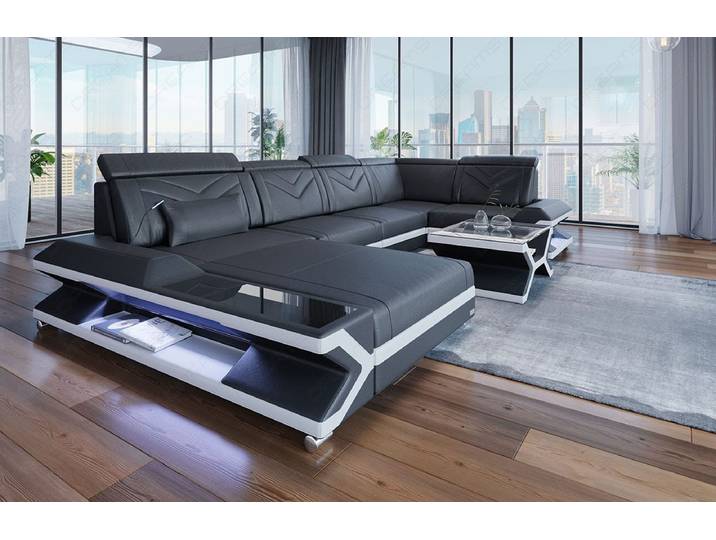 Designsofa Napoli Eleganz Pur U-Form aus Leder