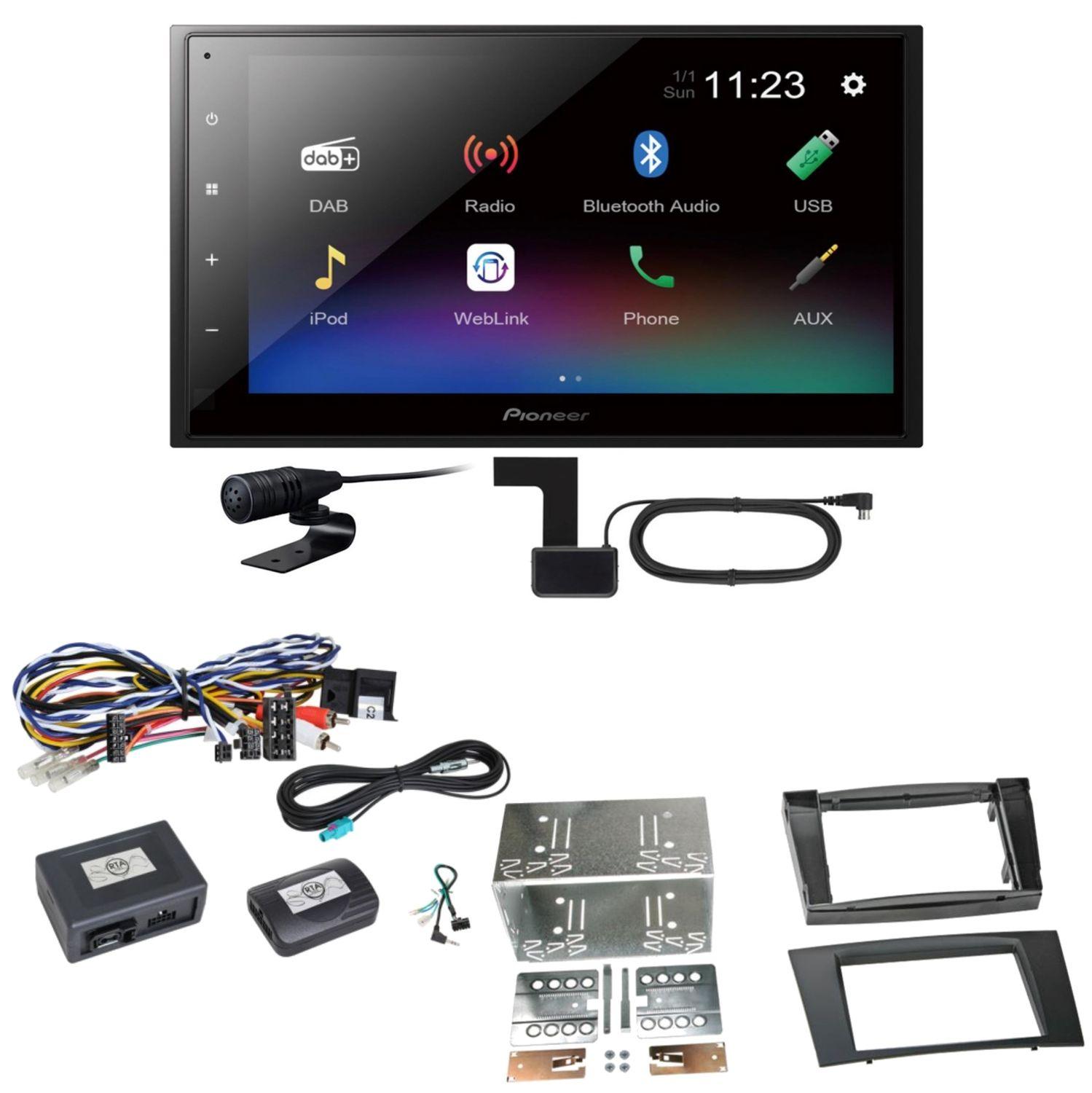 Pioneer DMH-A340DAB Digitalradio Bluetooth Einbauset für Mercedes W211 CLS W219