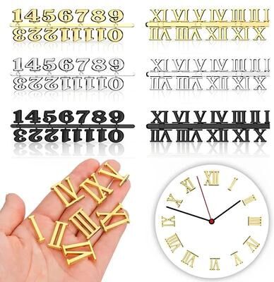 Uplift Treasures Roman Numeral Clock Repair Parts Set silver Arabic Numerals