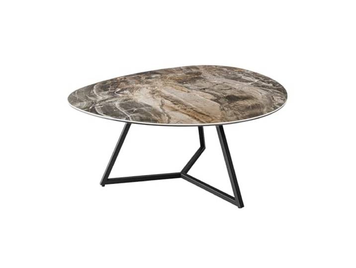 Couchtisch MARVELOUS 90cm - schwarz - Keramik - Marmorsockel Beistelltisch Als Beistelltisch nutzbar, hochwertig, Sicherheitsglas, Metallgestell