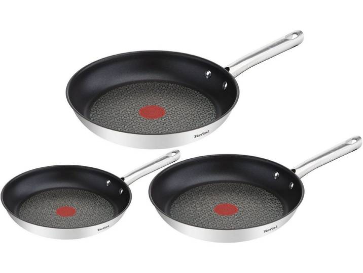 Tefal Pfannen-Set Pfannen-Set »Duetto«, Edelstahl (Set, 3-tlg), Edelstahl