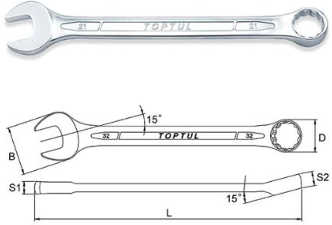 Schraubenschlüssel, Maulschlüssel TOPTUL 8 mm
