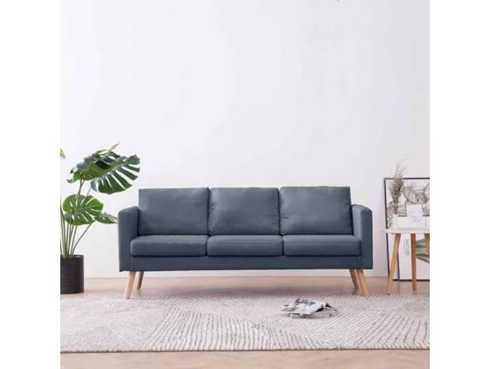 HEFZGDB Dunkelgraues 3-Sitzer Sofa aus strapazierfähigem Stoff mit abnehmbaren Kissen und robustem Holzgestell für höchsten Sitzkomfort und einfache Reinigung