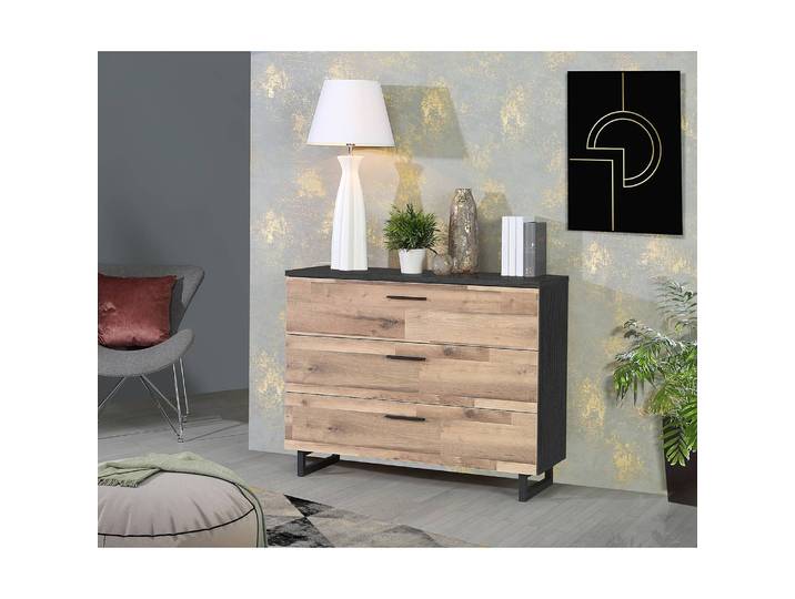 Kommode Merkin 120 x 86 x 41cm Schwarz/Beige