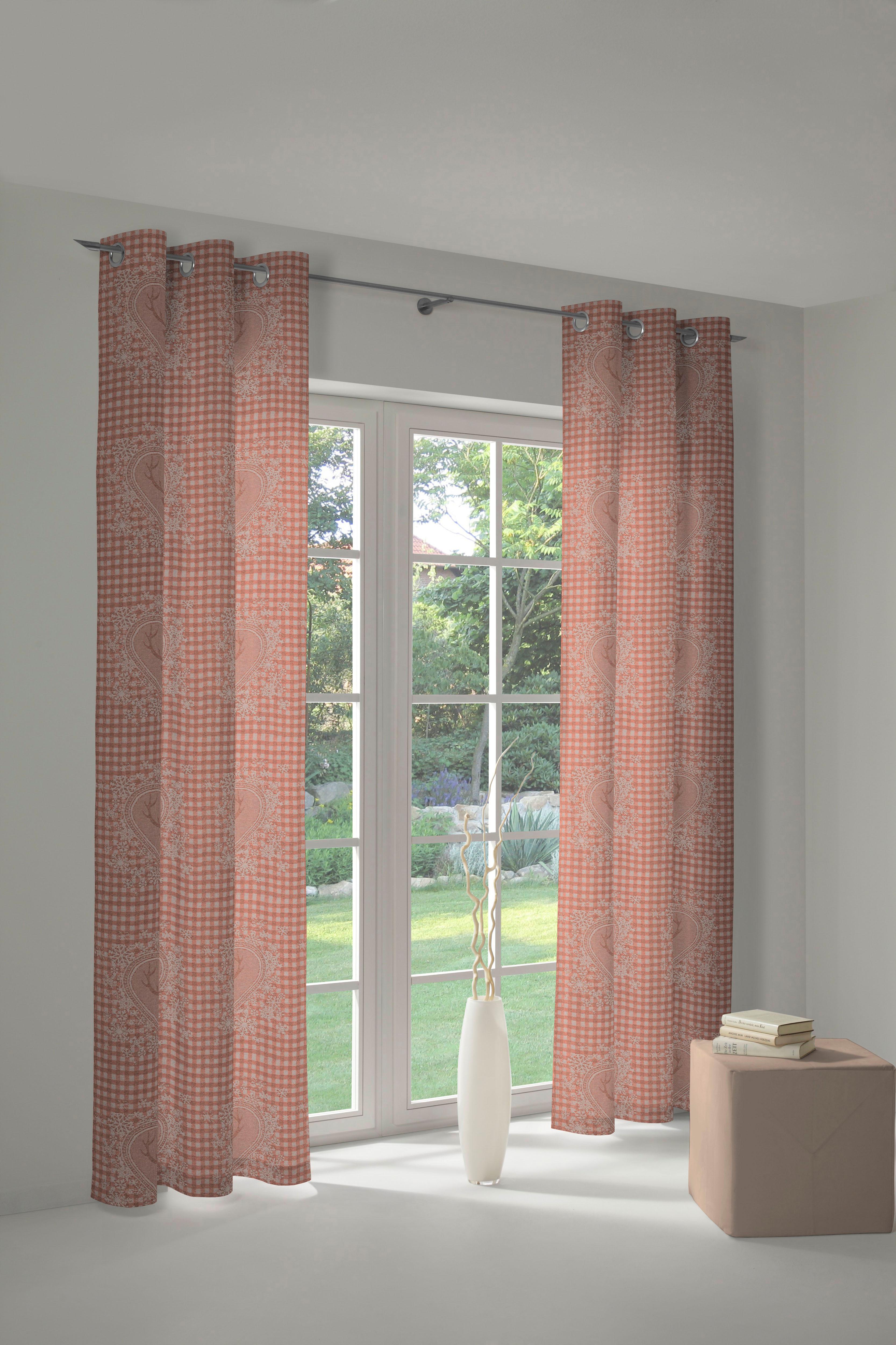 Vorhang WIRTH "Stuben" Gr. 2, rot (apricot), B:132cm H:175cm, Jacquard, Baumwolle, Polyester, Gardinen, Vorhang