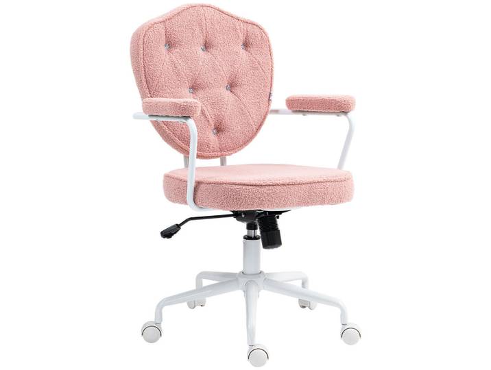 Homcom Bürostuhl, Ergonomisch Schreibtischstuhl mit Wippfunktion, Drehbar, Rosa, Füllung: Schaumstoff, 61.5x101x63 cm, Büromöbel, Bürostühle, Drehstühle
