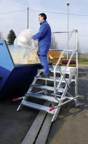 Günzburger Steigtechnik MUNK 50022 Aluminium Treppe fahrbar Arbeitshöhe (max.): 3m Silber 38kg