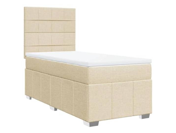 Makastle Boxspringbett mit Matratze Creme 100x200 cm Höhenverstellbares Kopfteil
