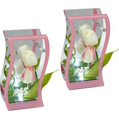 Kunstpflanze I.GE.A., rosa, B:10cm H:20cm T:6cm, Glas, Kunststoff, Kunstpflanzen, Kunstpflanze