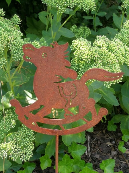 Metalldekoration Walser Edelrost tuinprikker schommelpaard