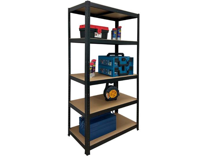 ERRO Stellingkast – Opbergrek Metaal Zwart – 5 Verstelbare Legborden – 875 kg Draagkracht – 180 x 90 x 40 cm