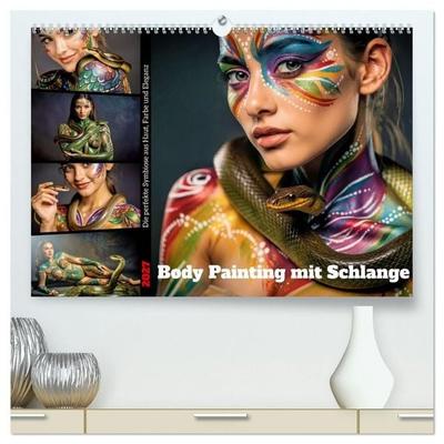 Body Painting mit Schlange (hochwertiger Premium Wandkalender 2027 DIN A2 quer), Kunstdruck in Hochglanz