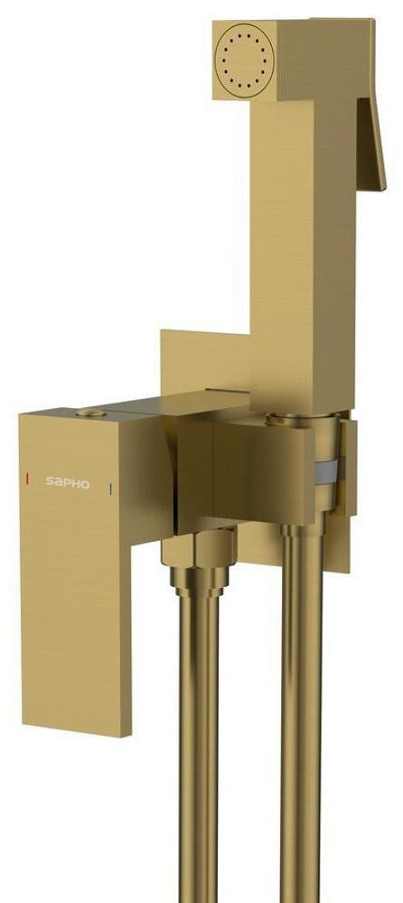 Sapho CUBEMIX mengkraan voor toilet met douchekop, vierkant, mat goud