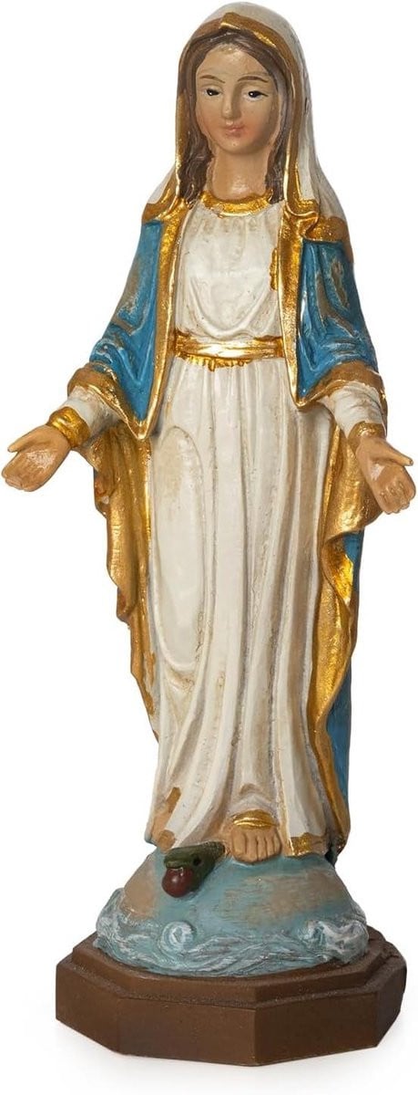 Maria Standbeeld Madonna Figuur Blauw-Goud - Hoogte: 115 cm