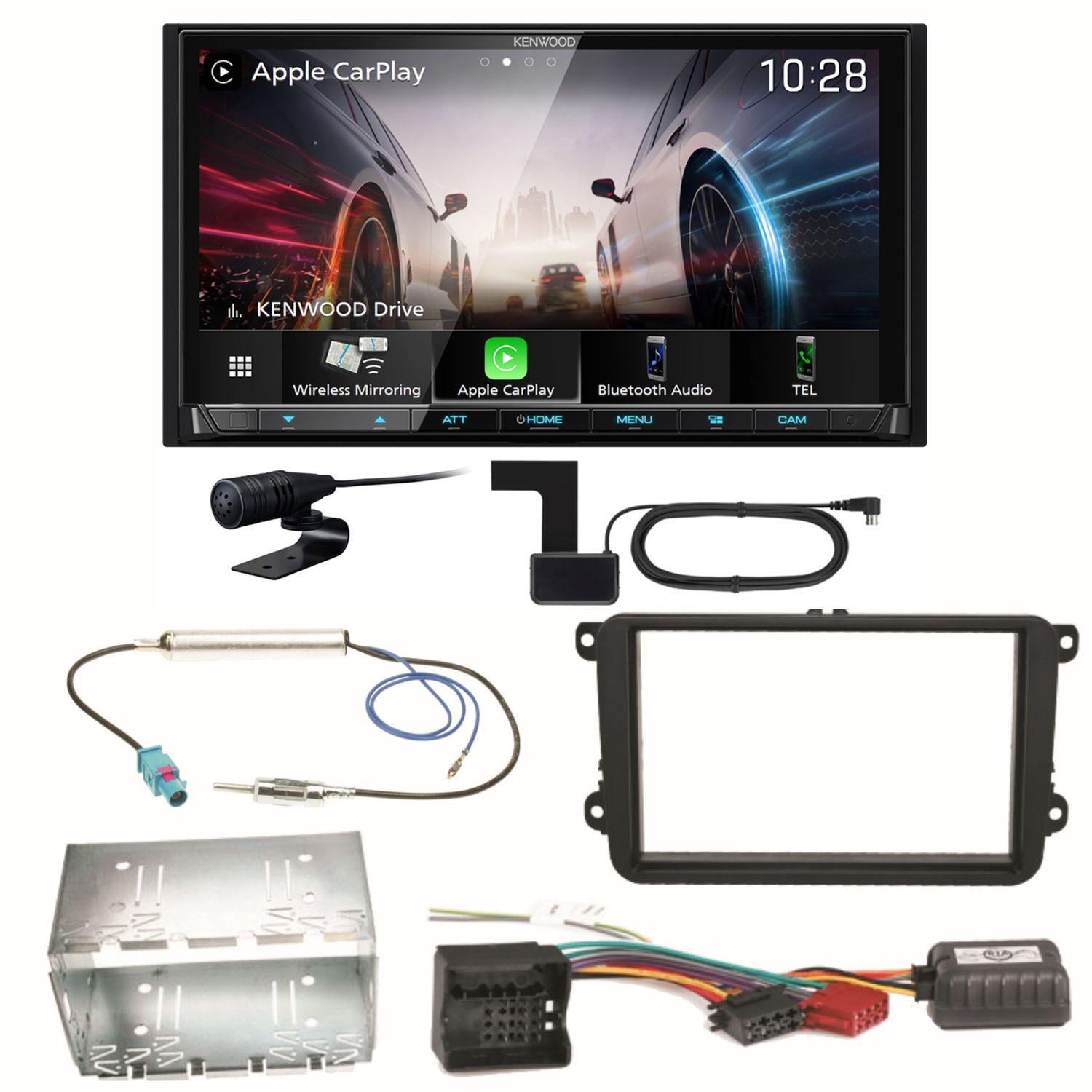 Kenwood DMX8021DABS Android Auto Einbauset für EOS Polo Caddy Amarok Scirocco