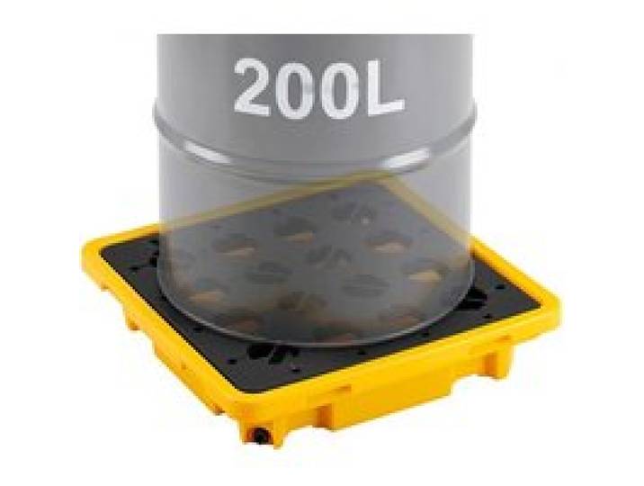VEVOR Auffangpalette 670x675x150 mm, Industrielle Auffangwanne mit 700 kg Statischer Traglast & 43,2 L Wannenkapazität, Trommelpalette mit Drainage für 1 Fass, Auffangplattform für Lagerung Transport