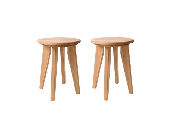 Krok Wood Hocker 2x Hocker Dresden aus Massivholz in Buche (Set)