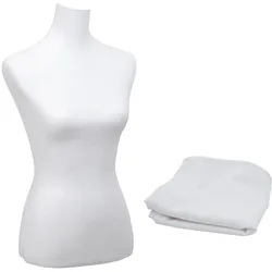Ersatz-Bezug für Schneiderpuppe MCW-Q24, Stoffüberzug Schneiderpuppenbezug, Stoff/Textil ~ weiß