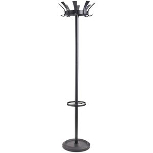 Böttcher-AG Garderobenständer schwarz, mit 16 Haken, aus Metall, 175 x 36cm