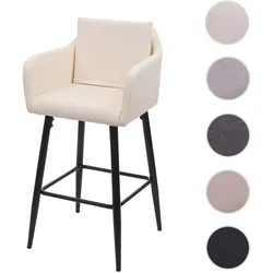 Barhocker HWC-H93, Barstuhl Tresenhocker, Fußablage Metall ~ Kunstleder creme-beige
