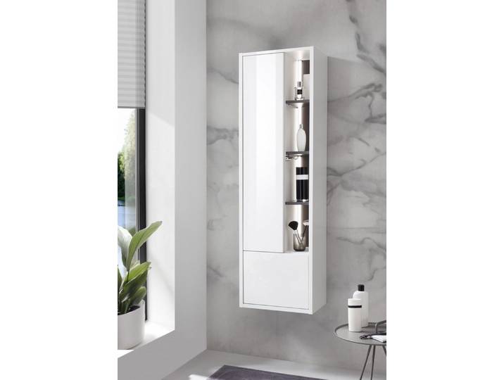 Beauty.Scouts Badmöbel-Set Schrank Studio mit Beleuchtung, Weiß/Anthrazit, 45x150x30 cm