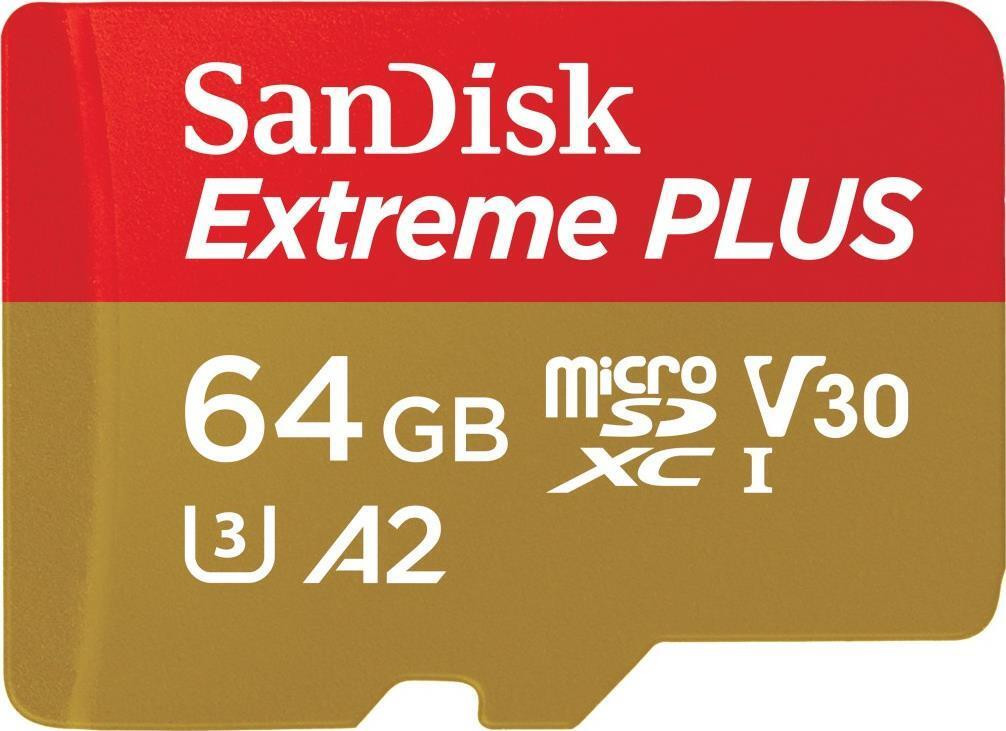 SanDisk Extreme PLUS microSDXC UHS-I Geheugenkaart met microSDXC-naar-SD-adapter - 64 GB