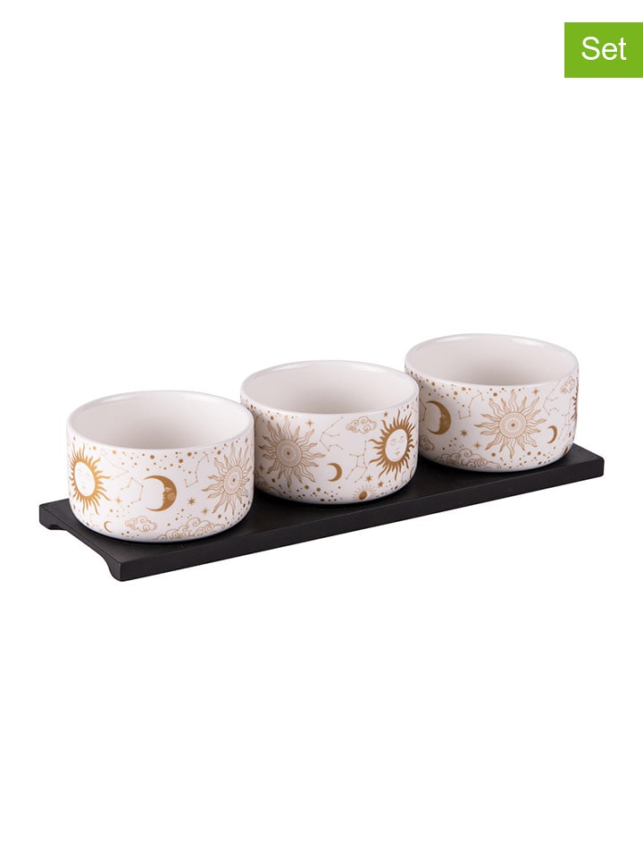 TABLE PASSION 4tlg. Servierset ''Celeste'' in Weiß/ Gold - (B)32 x (H)7 x (T)10 cm - onesize