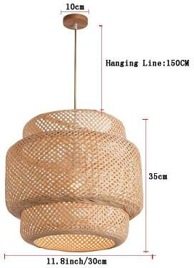 Inspired Finds Bamboo Lantern Pendant Light Hand Woven Natural Rattan Wicker, E27 Hanging Fixture For Home & Restaurant Decor pendent Lamp