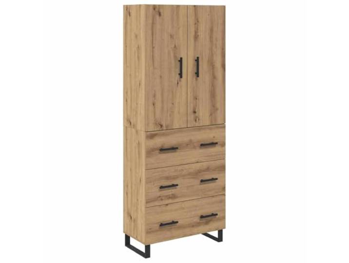 Fisinber Highboard 2-TLG mit Schubladen Artisan-Eiche 69,5x34x180 cm Stilvoller Schrank aus Holzwerkstoff mit Eisenbeinen. Ideal fuer Wohnzimmer und Esszimmer zur eleganten Sortierung.