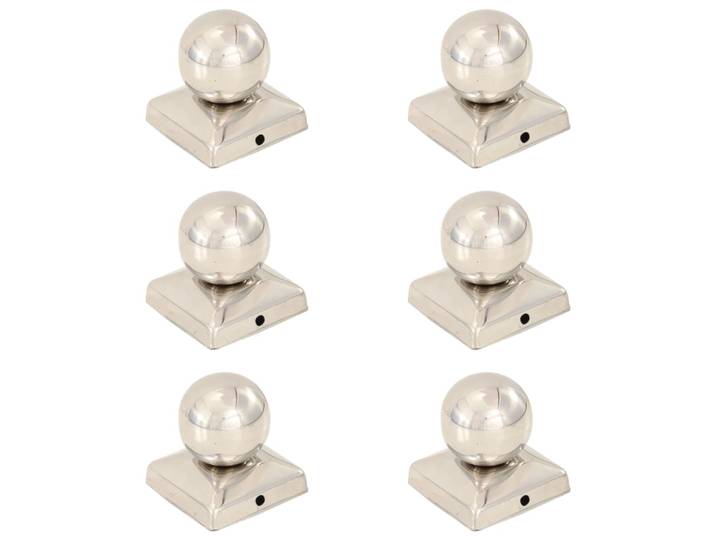 vidaXL Pfostenkappen 6 Stk. Kugelform Edelstahl 71 x 71 mm