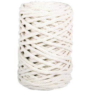 Rayher Häkelgarn 42010104 Braidy Recycling Garn 4 mm elfenbein, 250 g / 60 m, Nadelstärke 8-10, Baumwolle/Polyester