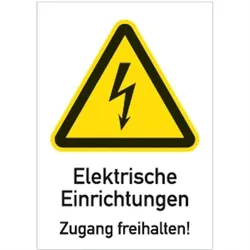 Schild Elektrische Einrichtungen Zugang freihalten!, Kombischild,Kunststoff, 210x297 mm