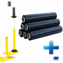 VEPATIM Sparset 6 Rollen Handstretchfolie Handwickelfolie schwarz mit Abroller B'STAR