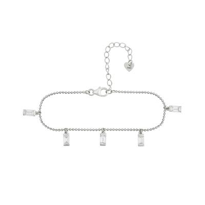 Armband CAÏ "925/- Sterling Silber rhodiniert Anhänger Zirkonia Baguette", weiß (weiß, weiß), Armbänder, Damen, 15+4cm, Silber 925 (Sterlingsilber), glänzend, Armband