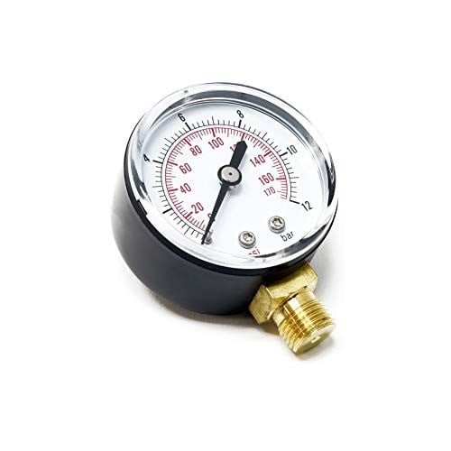 Manometer voor drukvat, radiaal, DN8 (1/4"), 0-12 bar / 0-170 PSI, diameter: 50 mm