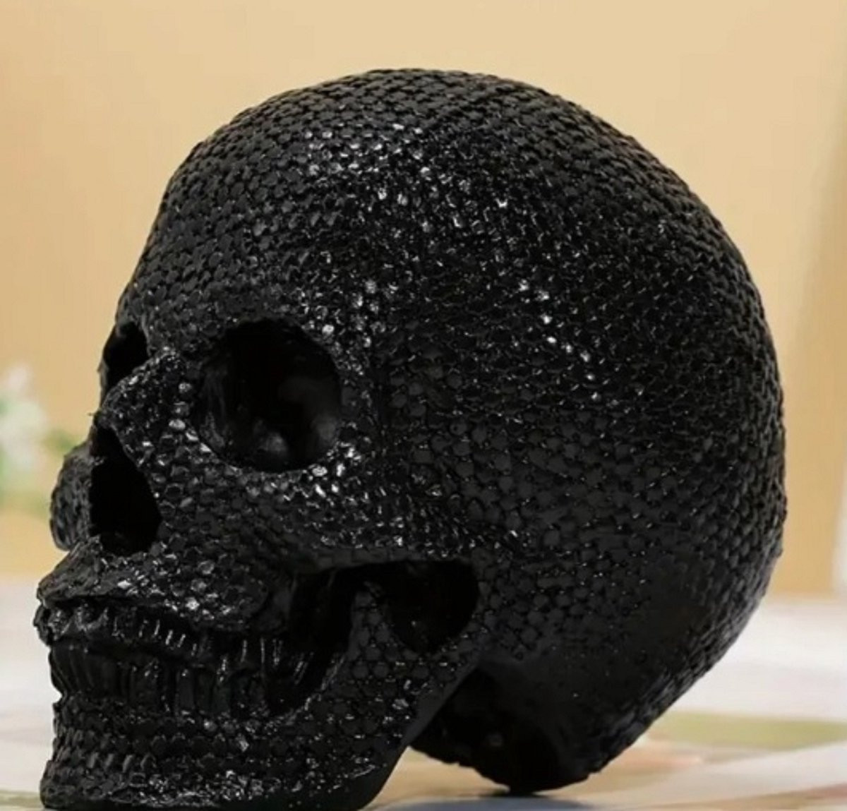 Zwarte skull schedel decoratie voor op tafel
