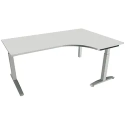 fm Büromöbel Winkelschreibtisch rechts »Oldenburg« 180 cm breit 65-85 hoch grau, 180x85x80 cm
