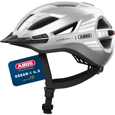 Fahrradhelm ABUS "URBAN-I 4.0" Gr. M, silber (silber (signal silber)), Helme, M Kopfumfang: 54cm - 58cm
