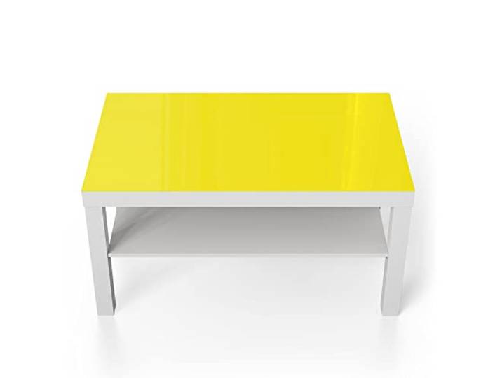 DEQORI Glastisch weiß groß 90x50 cm Unifarben - Gelb ausgefallener Beistelltisch aus Glas Hochglanz Couchtisch fürs Wohnzimmer moderner Couch Tisch mit Design