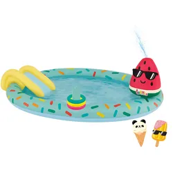 Happy People 77463 - Planschbecken - Spielcenter Eis mit Rutsche und Sprinkler