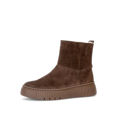 Winterboots GABOR, Damen, Gr. 37, schwarz-weiß (cacao), Schuhe Winterboots, Plateau, Stiefelette, Boots mit Kontrast-Rahmennaht