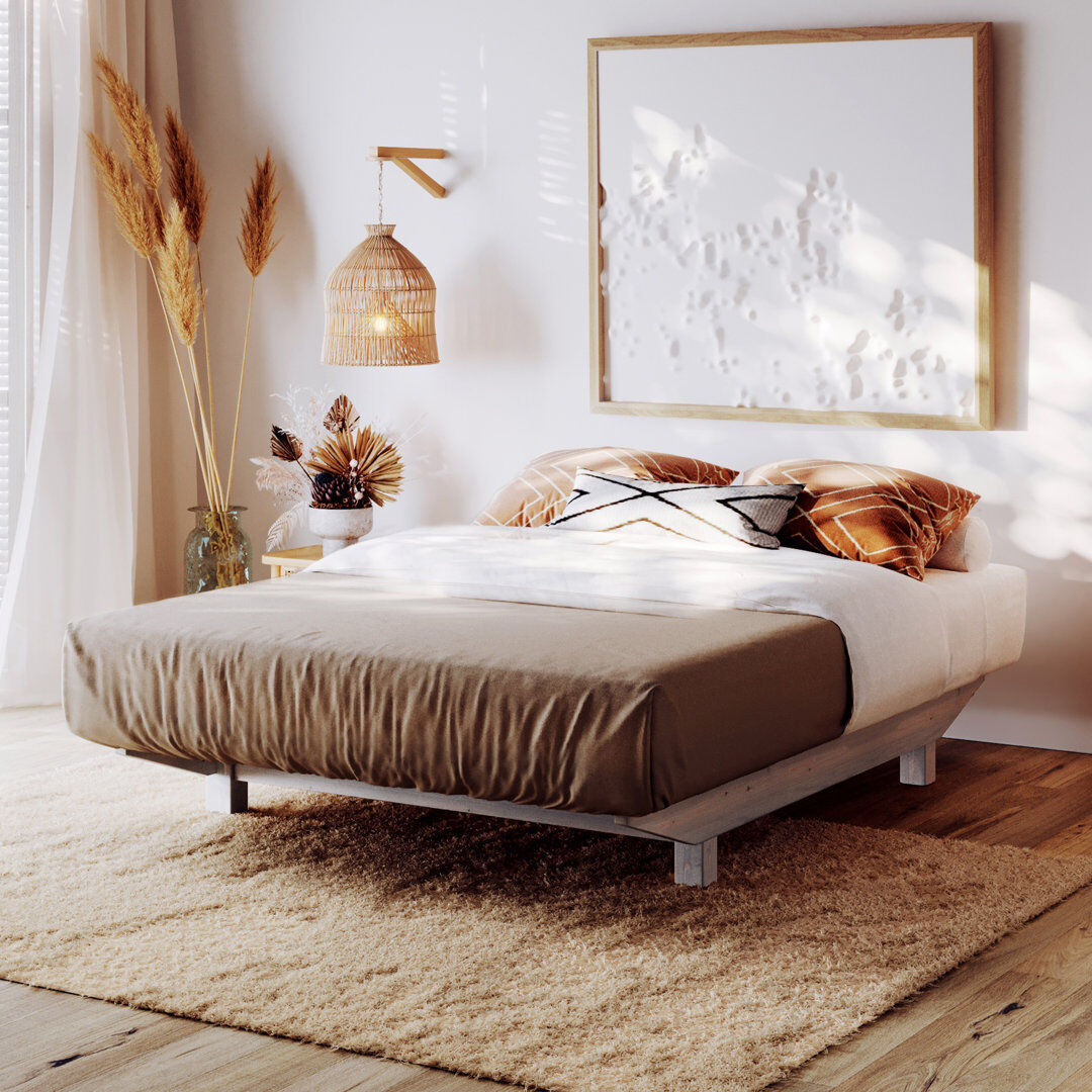Ebern Designs Hardison Bed Frame Grey Wood Kingsize (5')