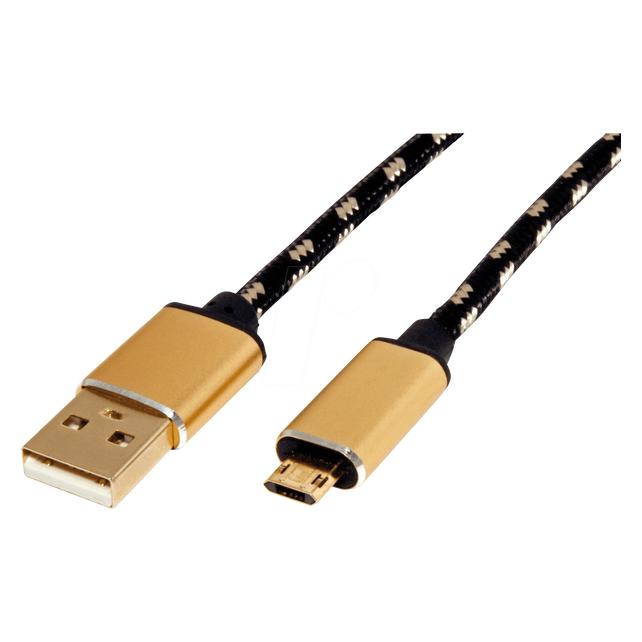Roline Gold USB-A - Micro B (0.80 m, USB 2.0) (11.02.8819)