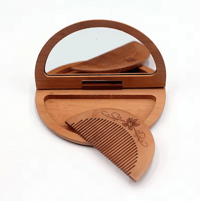Inspire Curations 2 In 1 Peachwood Folding Comb And Mirror Set b